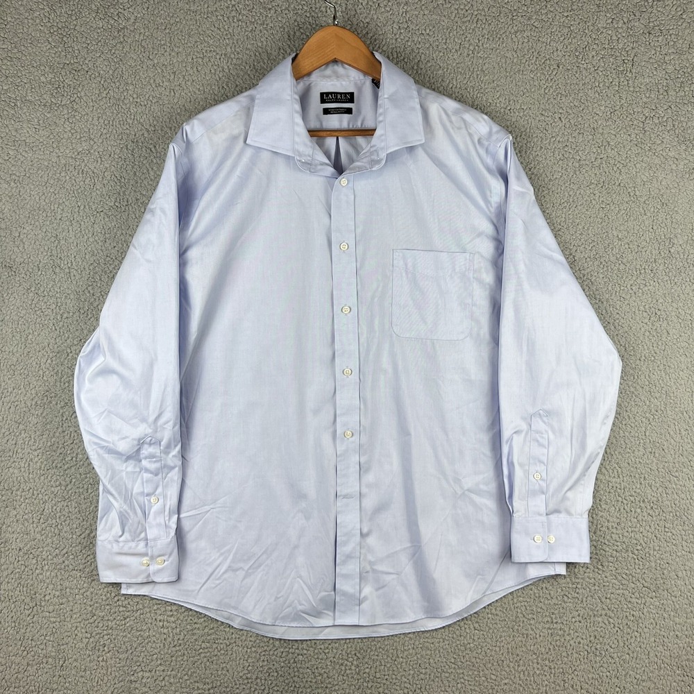 Lauren Ralph Lauren Black Label Shirt Mens 2XL 18 34/35 Blue Stretch Regular Fit